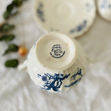 Old English porcelain sugar bowl Myott Staffordshire blue exotic birds decor