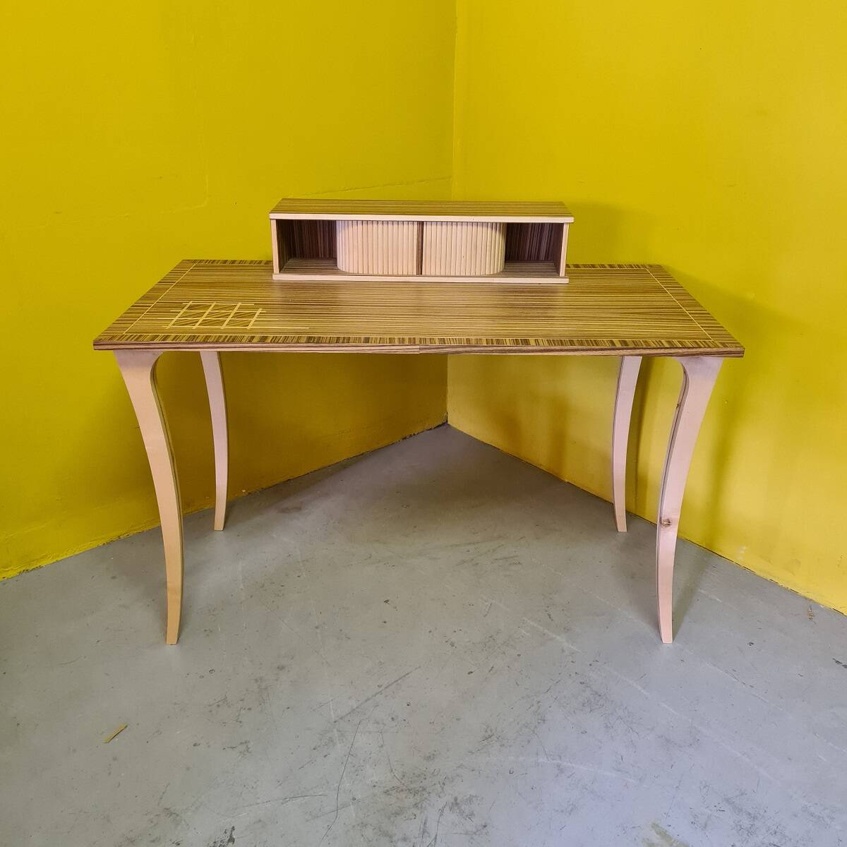 Design Desk Veneered With Zebra Wood, Circa 1980s/90s