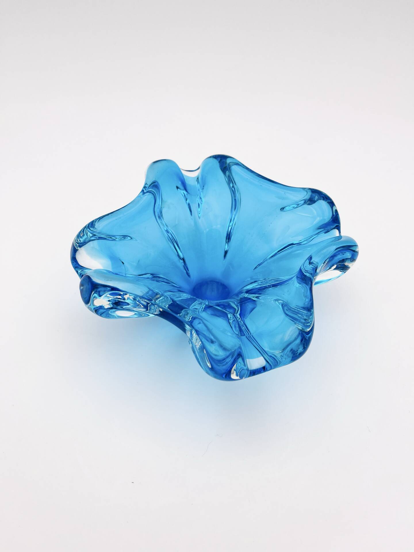 Flavio Poli Murano Crystal Sommerso Blue Turquoise Cup 17cm