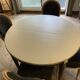 Louis XVI style extendable table in grey painted wood