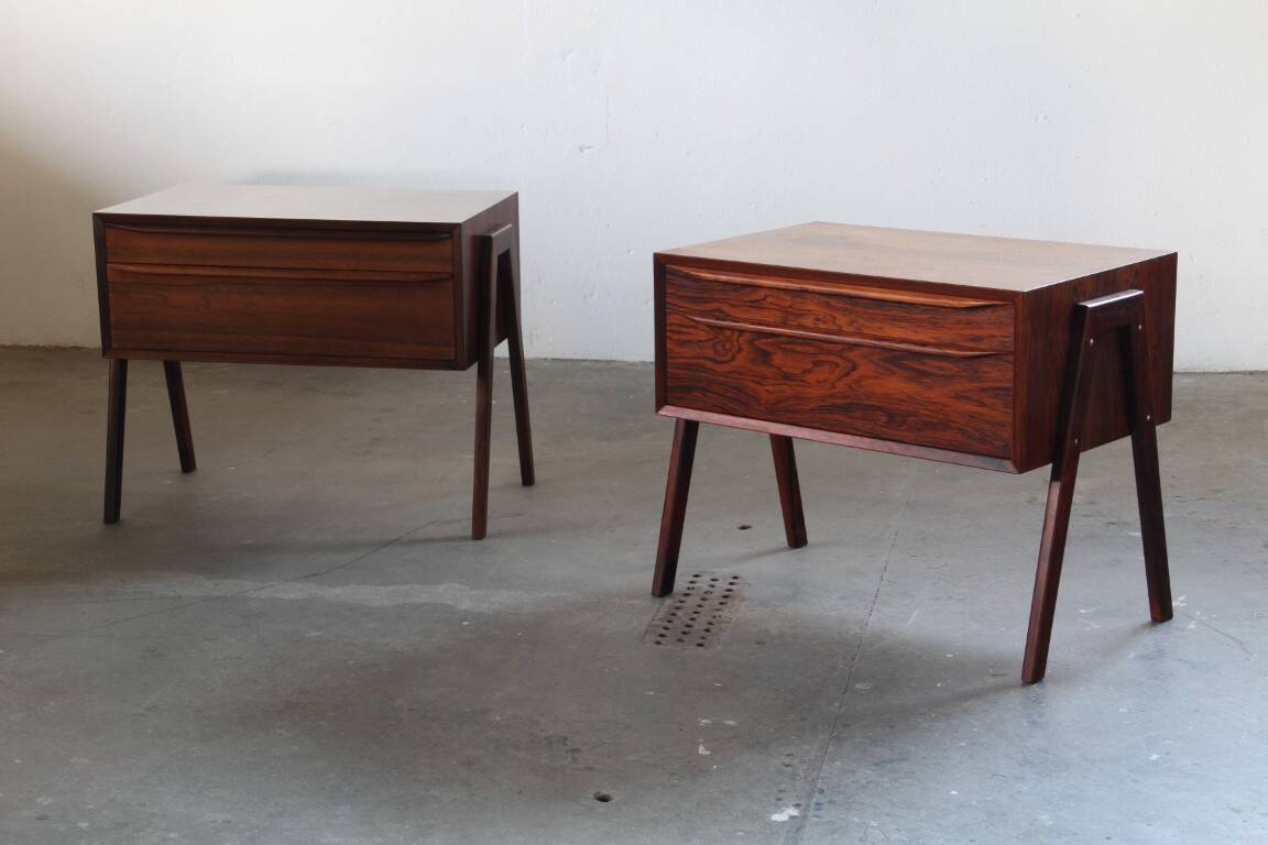 Vintage set of Danish rosewood bedside sewing nests attributed to Erling Torvits, 1960s