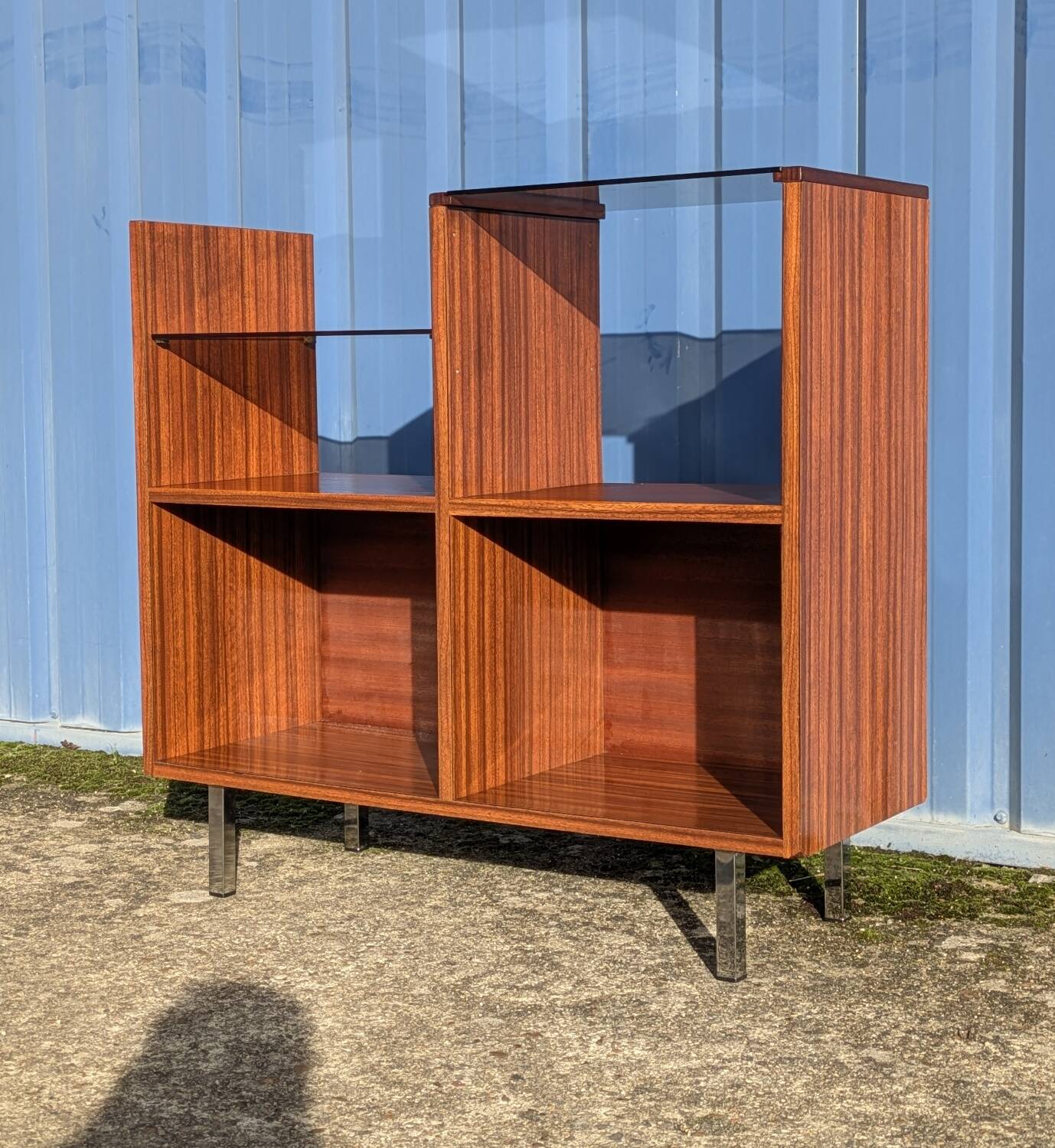 Meuble rangement Hi-Fi vinyles moderniste vintage 1960