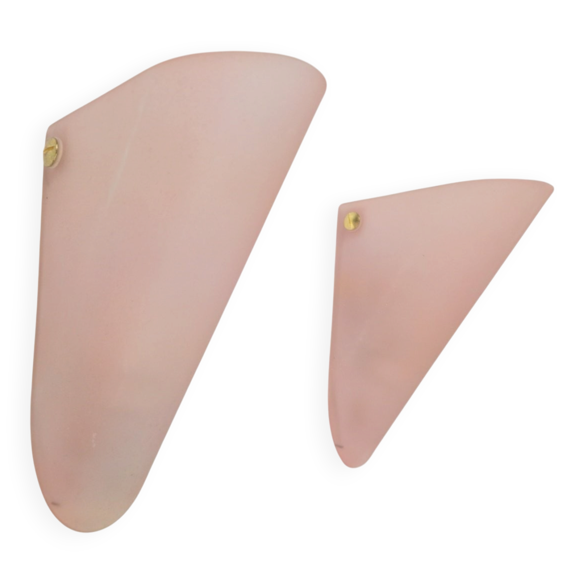 Vintage Triangular Conical Wall Sconces in Pink Frosted Glass from Lumal-It, 1990s, Set of 2