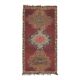 1970s Vintage Turkish Oushak Handmade Wool Cotton Red Area Rug 190x375