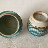 Small butter pot Jobbana Morocco Fez 19th century with centipede and geometric decorations