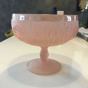 Art Deco pink glass paste fruit bowl/compote dish