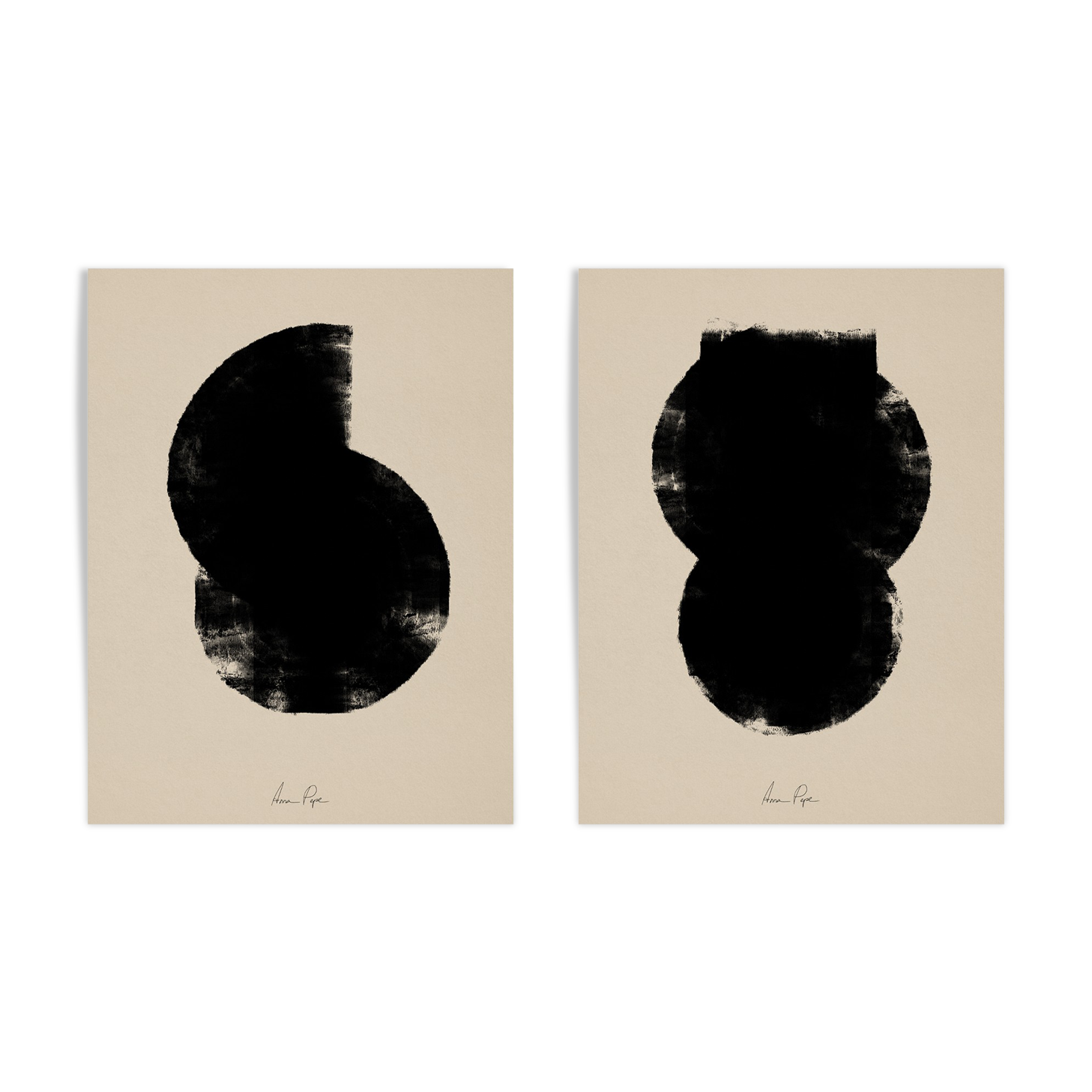 Pair of giclee prints, abstract wall art set of two, 50x70cm