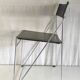 Modernist design chair chrome metal and black leather - 70s