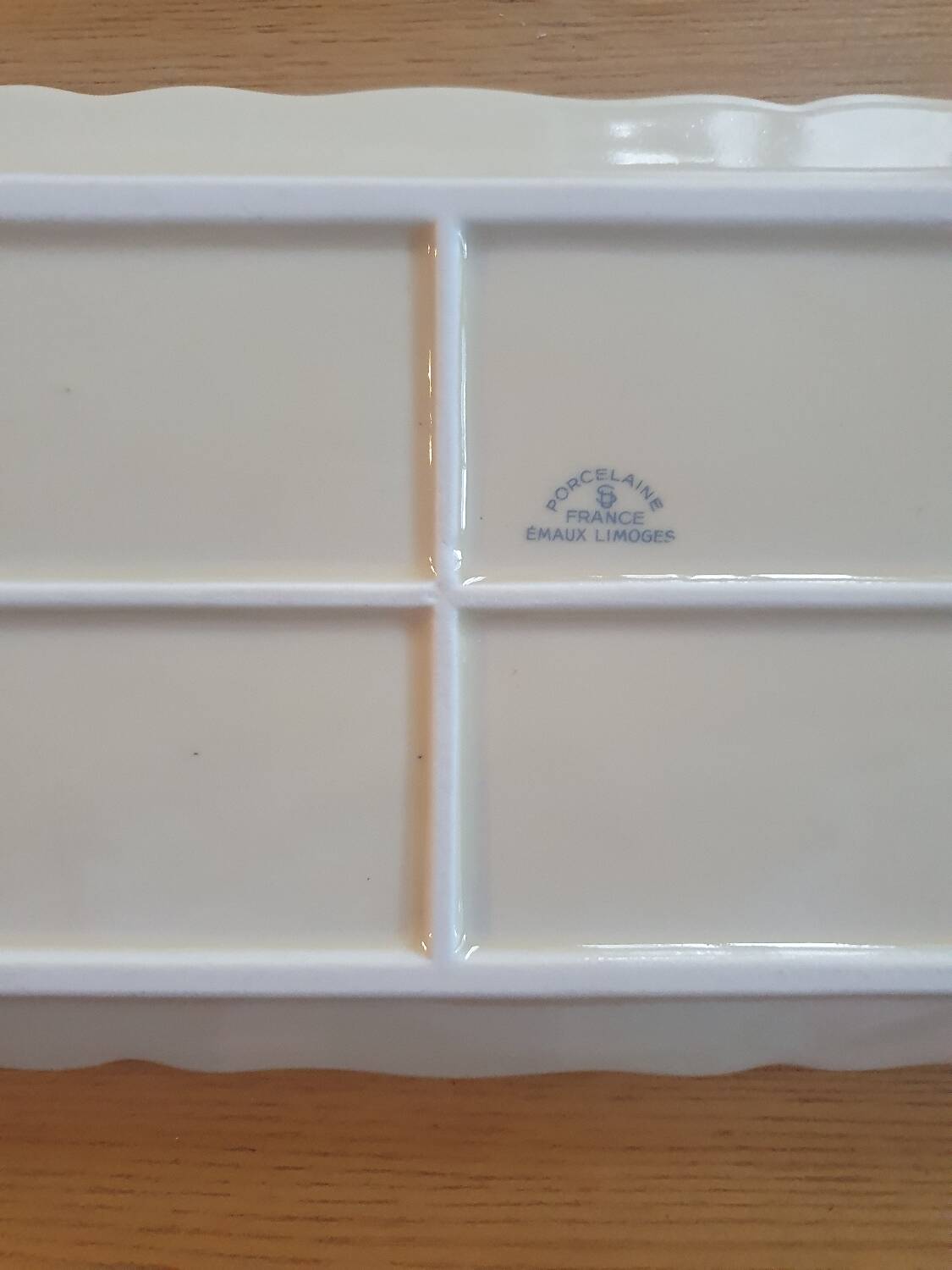 Rectangular dish in vintage Limoges enameled porcelain