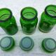 Pots anciens à pharmacie en verre vert