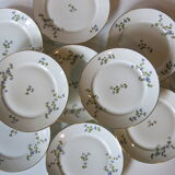 10 dessert plates with blue flowers, golden border in real LF porcelain in good condition.