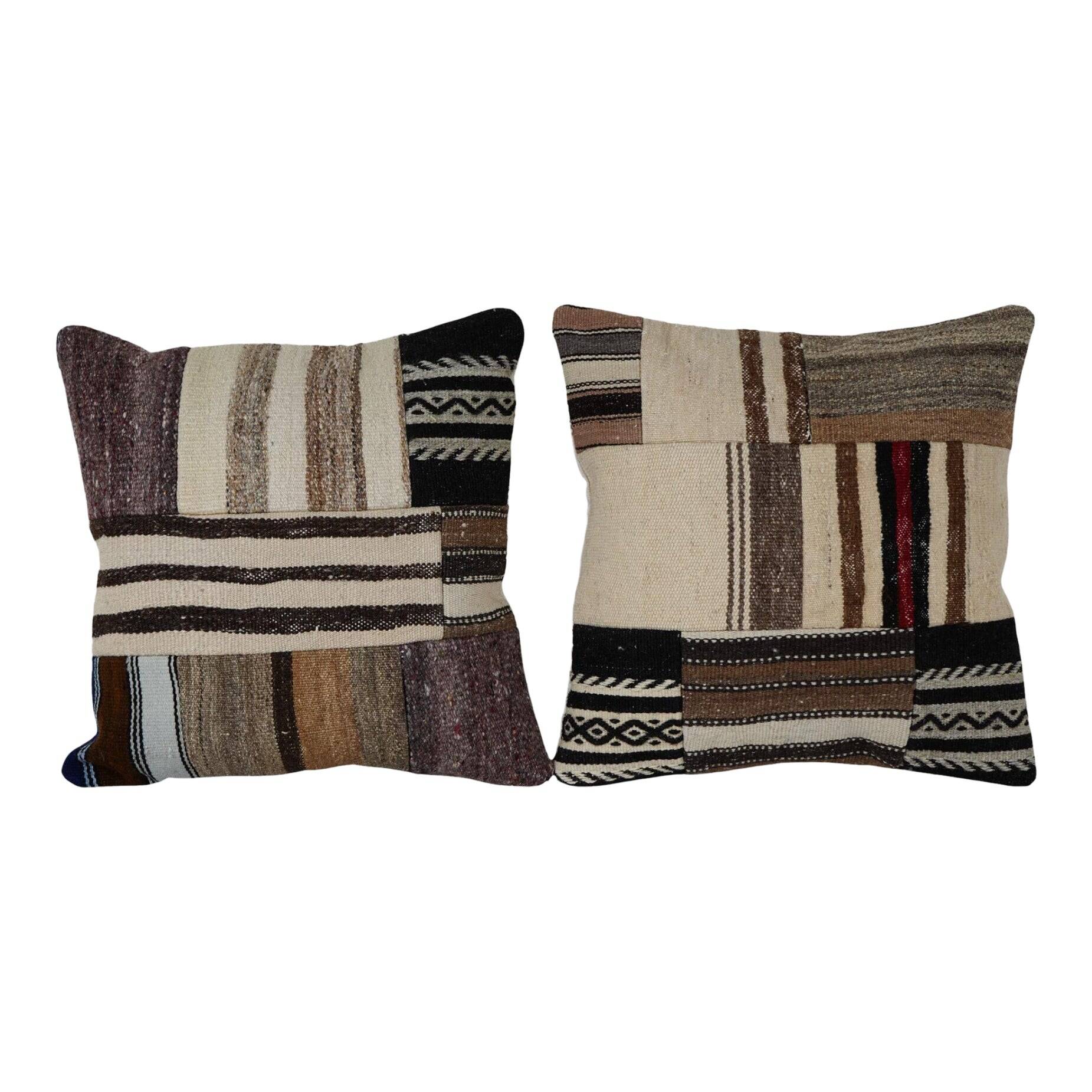 Set of 2 vintage kilim cushion covers 51x51 cm