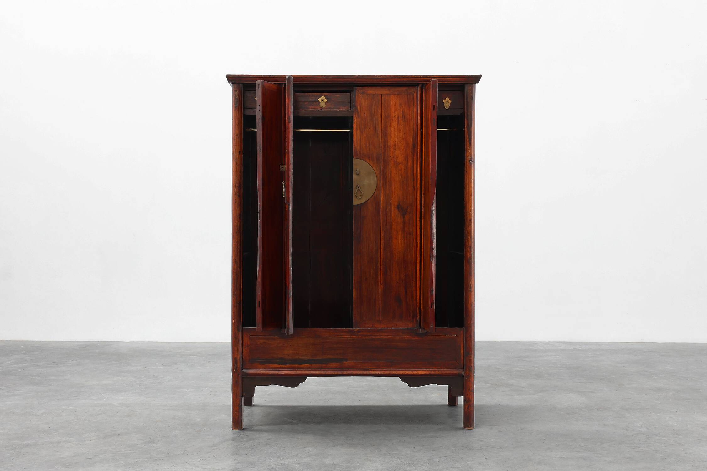 Large wooden Chinese 19th Century Qing Dynasty Wedding or Tapering Cabinet