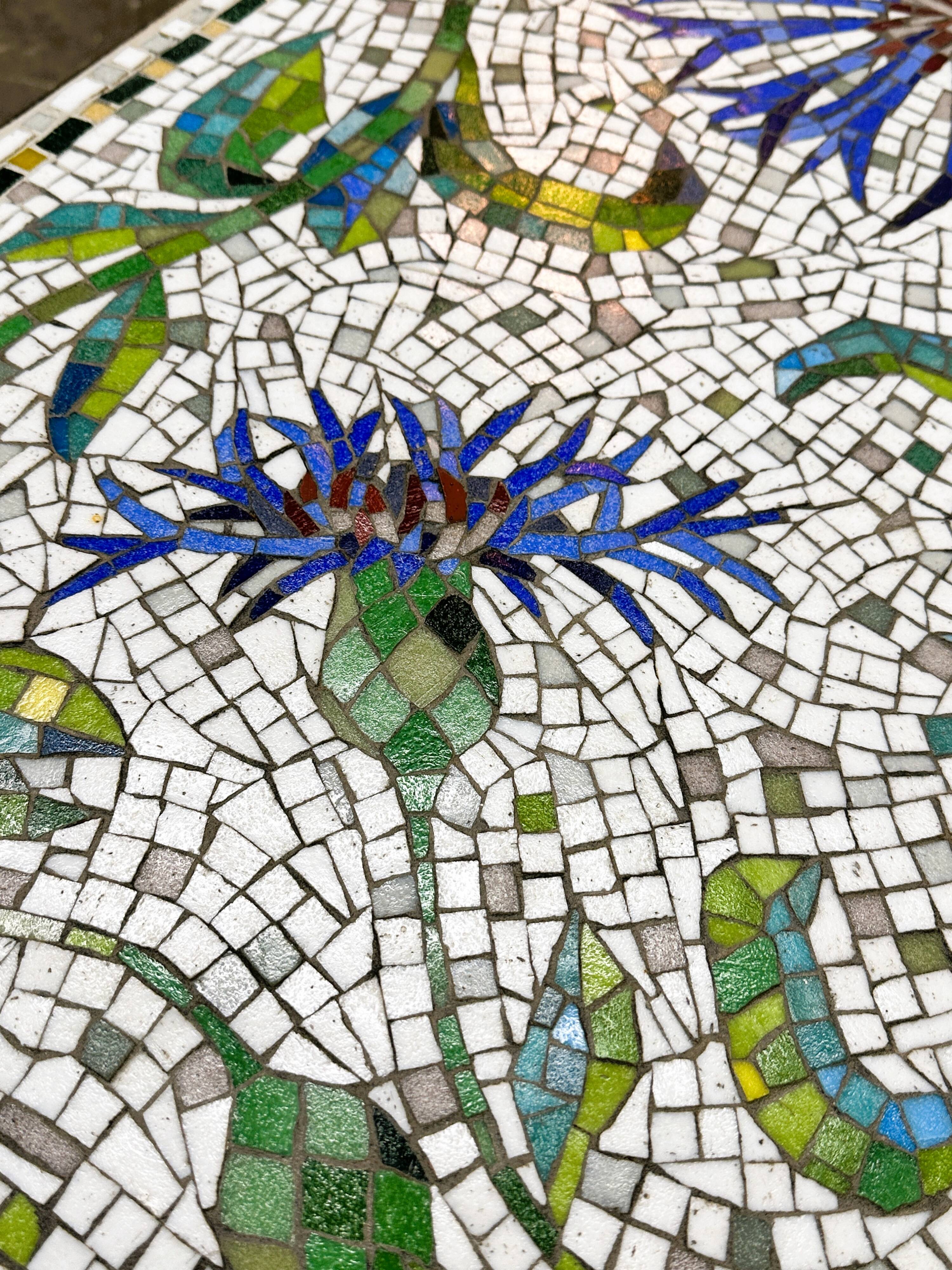 Amazing Wrought Iron Handmade Mosaic Coffee Table - France 1960's