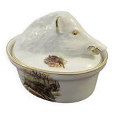 Vintage Plat à Terrine Sanglier Lapin porcelaine fabrication France