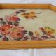 Large wooden tray and handmade glass paste decoration