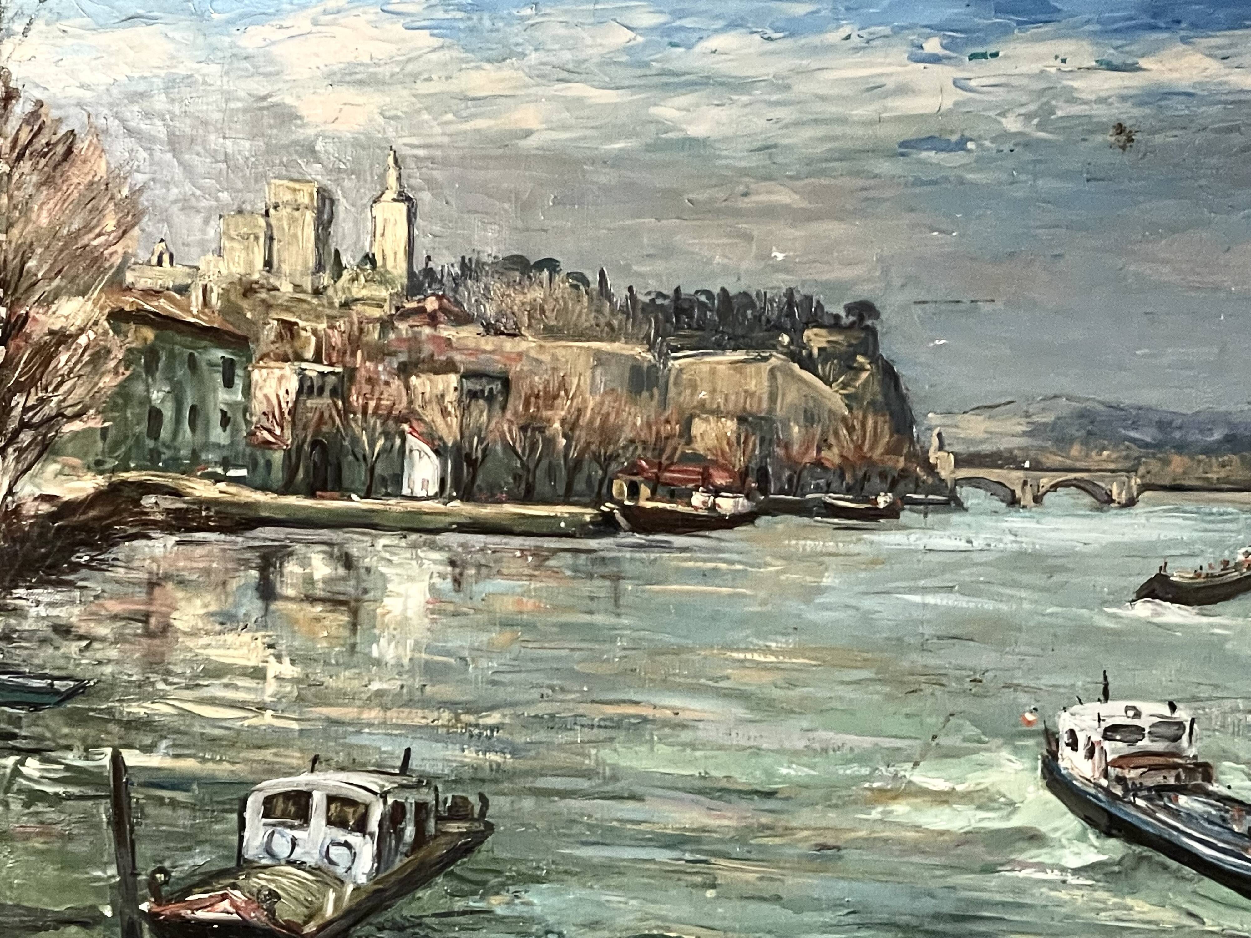 Tableau ancien « Le pont d’Avignon »
