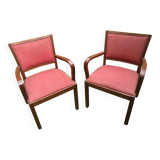 Paire de fauteuils de bridge vintage à accoudoirs vintage