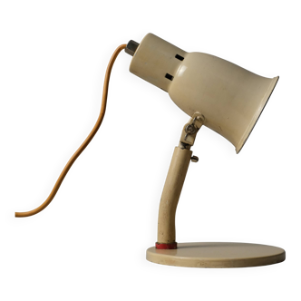 Lampe de bureau articulée Bauhaus type Kandem, émail crème, Allemagne 1930s