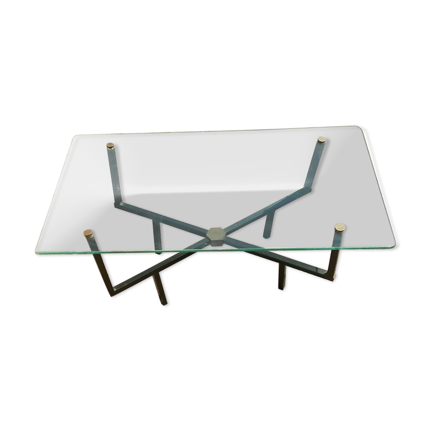 Coffee table with vintage iron base