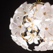 Set of 2 Murano Spherical Chandelier Full of White Flowers, 1980s