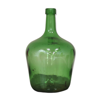 Dame Jeanne vintage emerald green glass demijohn 25cm