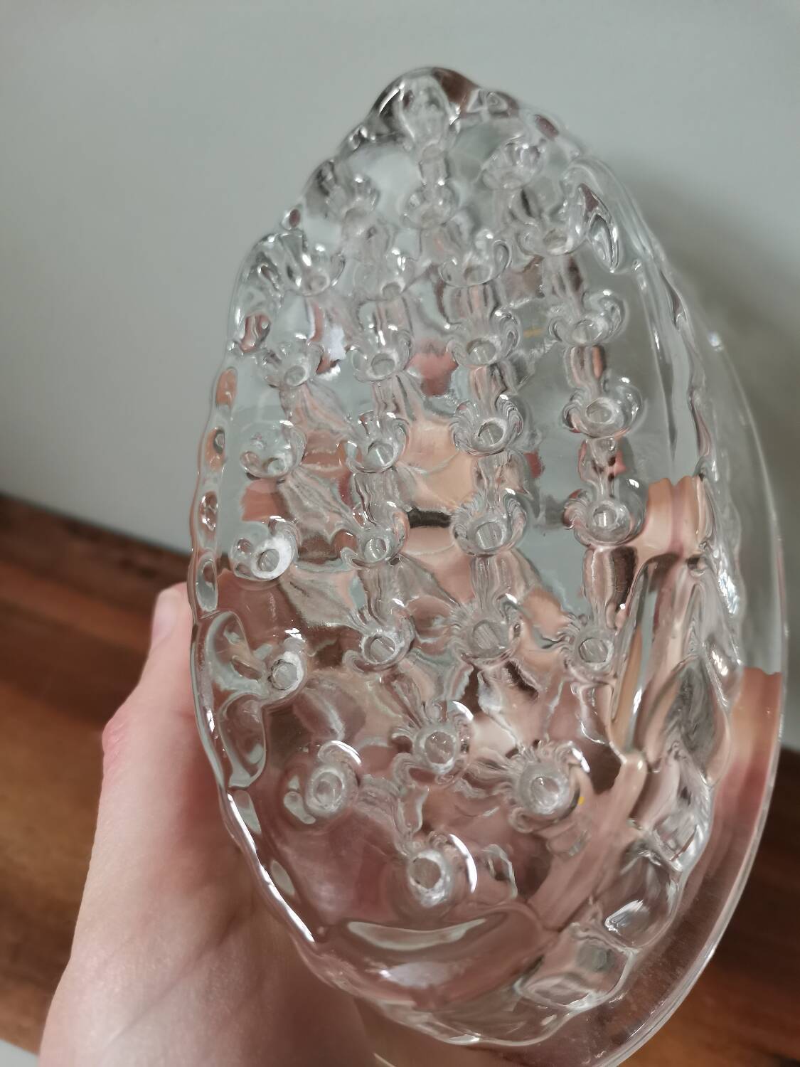 Pique fleur soliflore verre pressé moulé vintage ovale