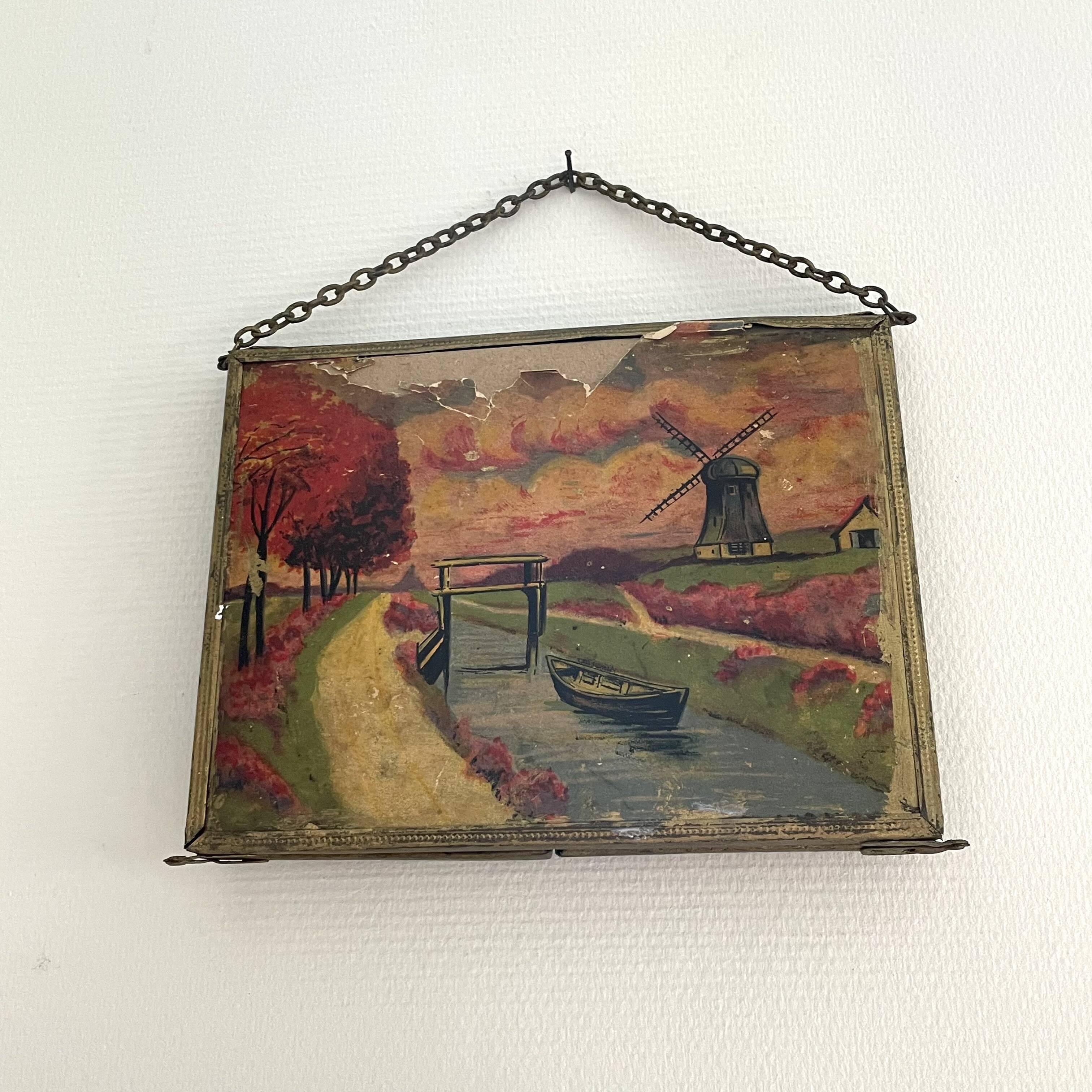 Vintage barber tryptic mirror 41x16cm