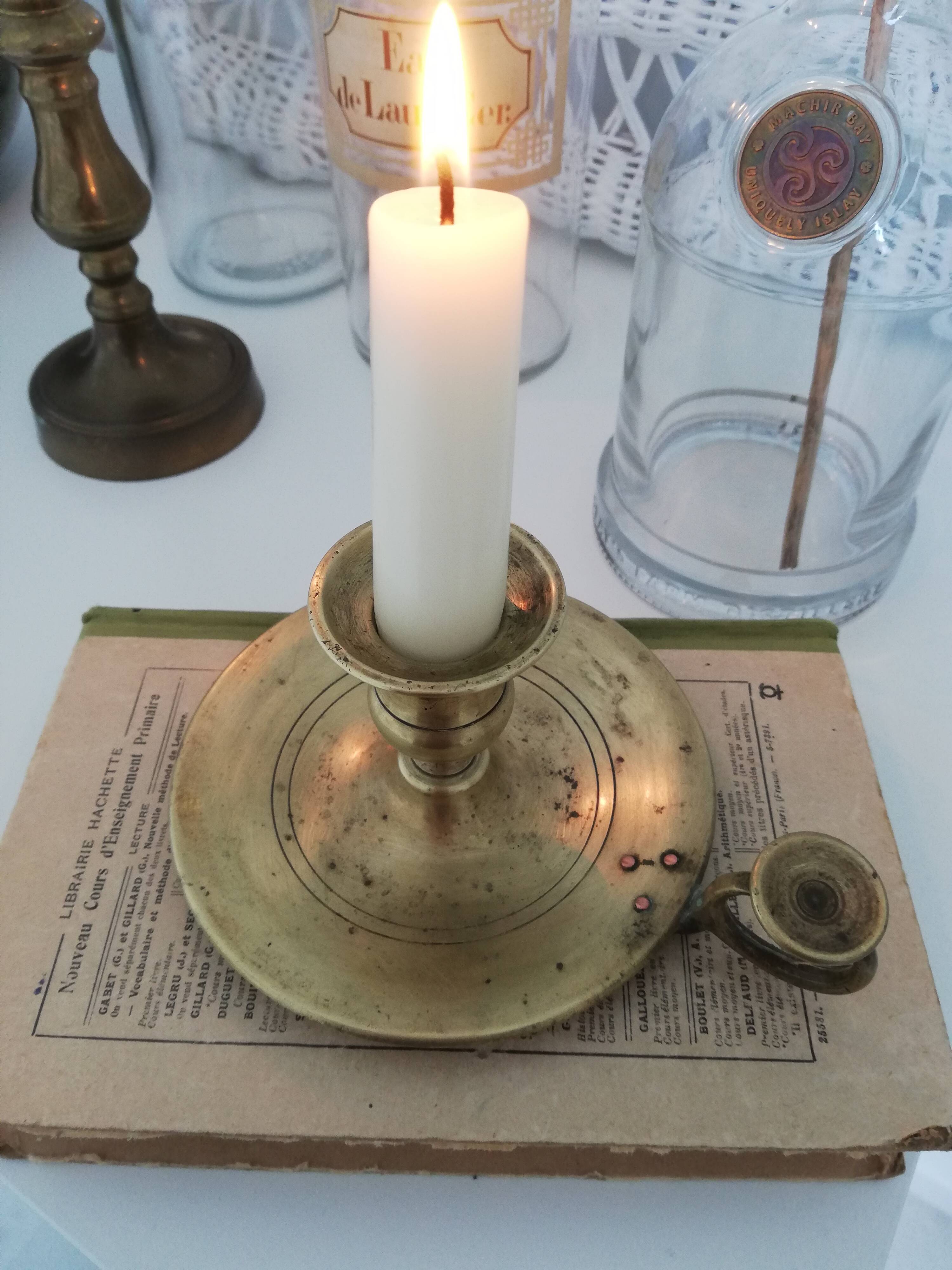 Vintage brass chamber candle holder