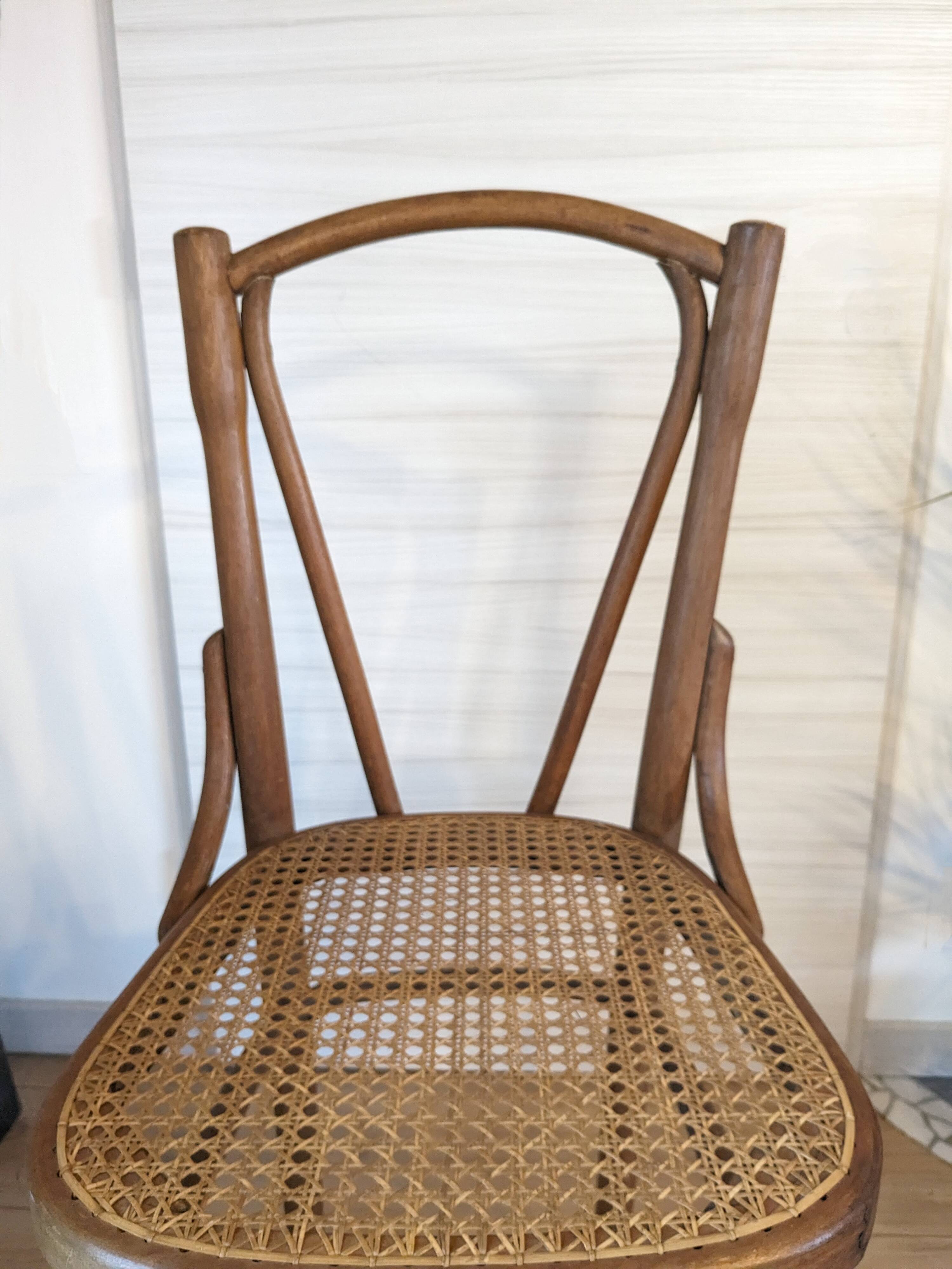 High cane bistro chair and curved wood