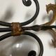 Extra Large Italian Tole Wall Light Sconce with Murano Glass Flowers