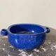 Blue glazed stoneware dish