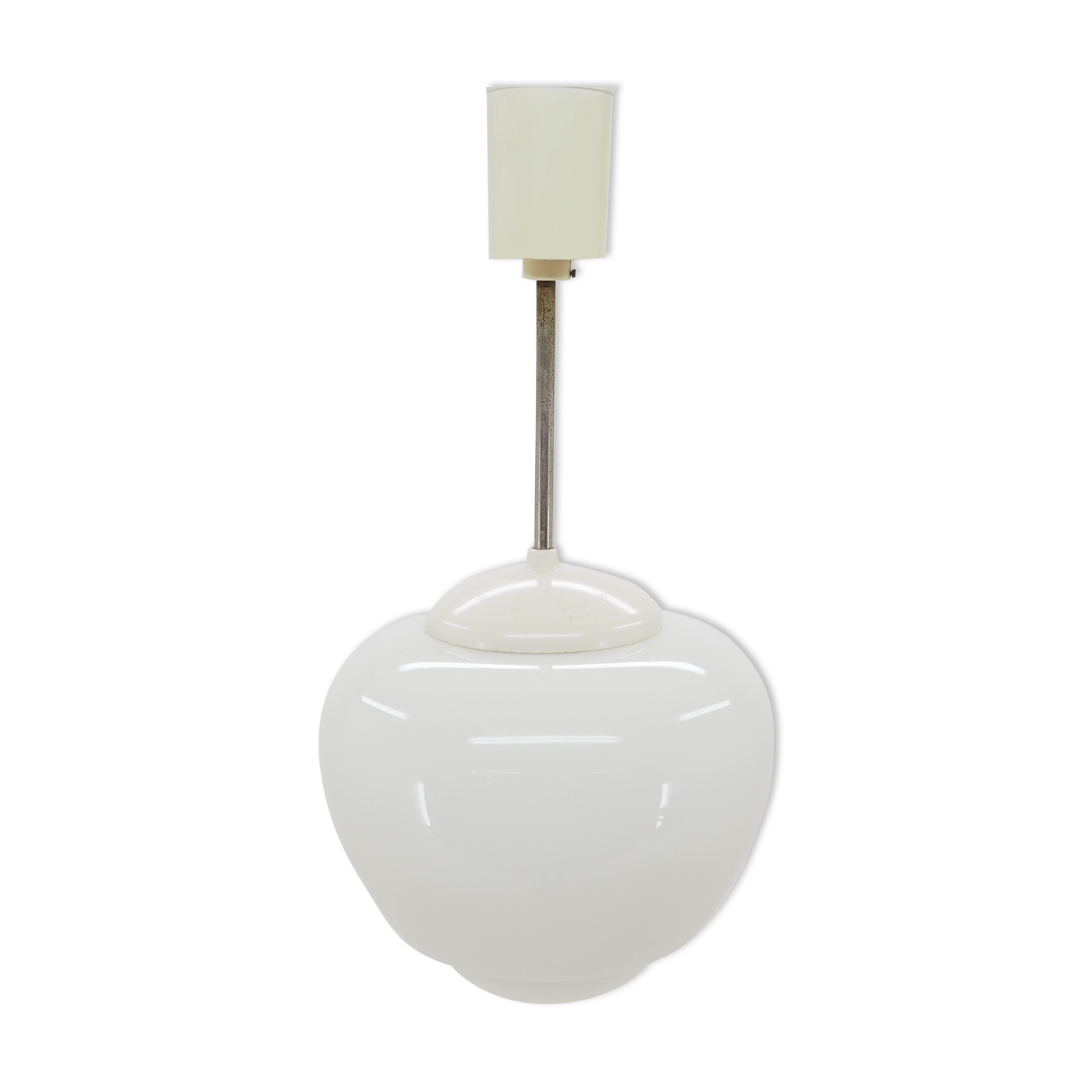 Midcentury Glass and White Bakelite Chandelier, Czechoslovakia, 1960s