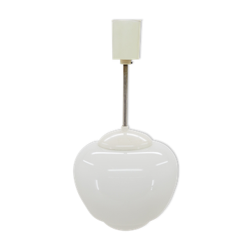 Lustre de bakelite blanc et de verre de mi-siècle, Tchécoslovaquie, années 60