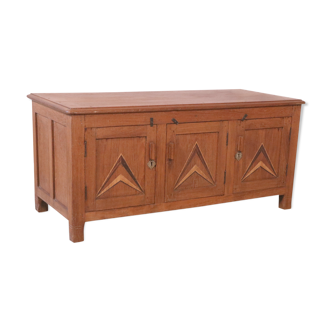 Antique Art Deco low sideboard in Burmese teak