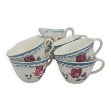 Set of 8 cups and milk jug model Marinette Digoin Sarreguemines - 1950s