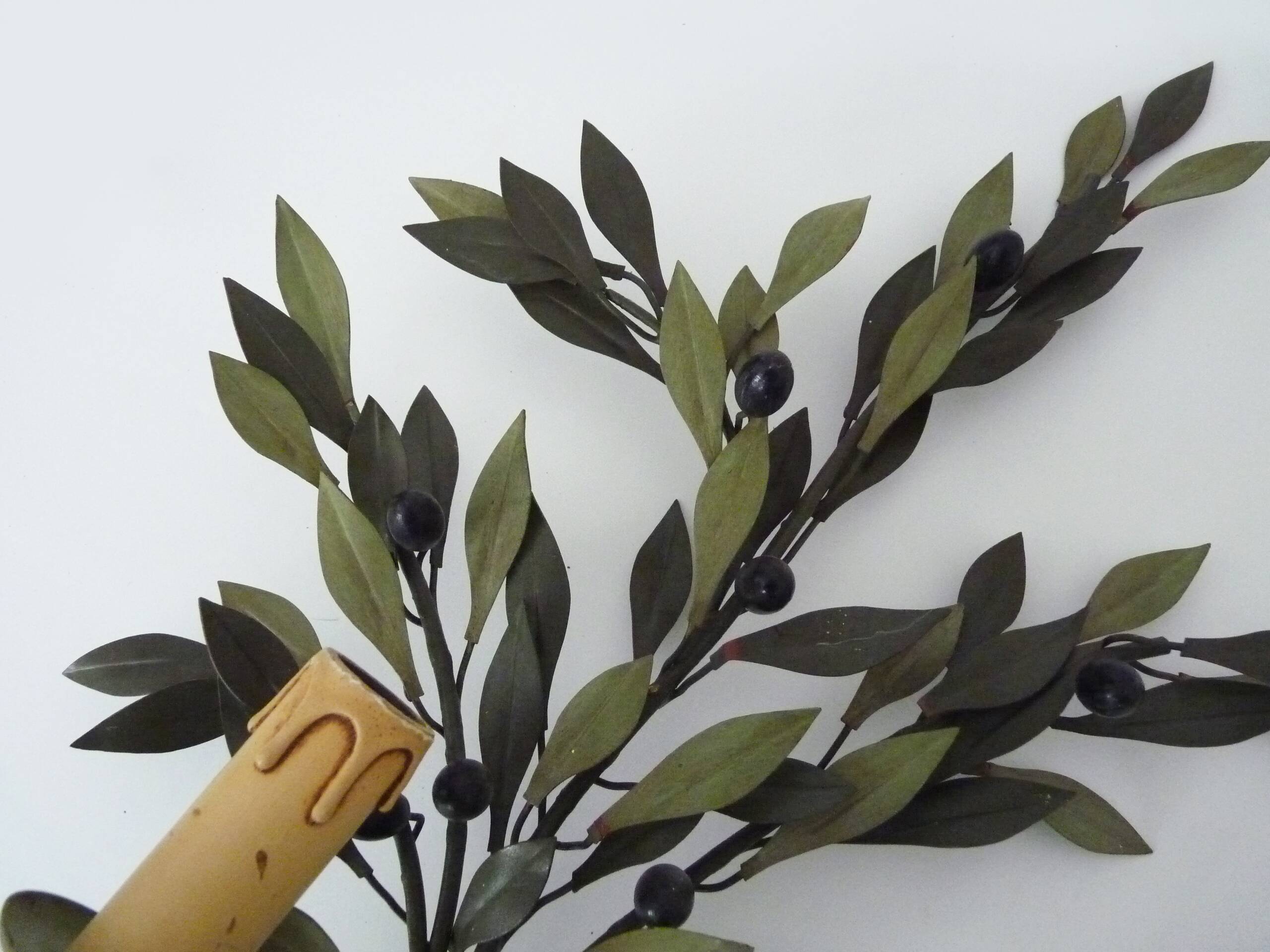 Large pair of olive branch wall sconces Art et FLoritude