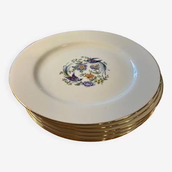 6 La Seynie porcelain plates decorated with birds