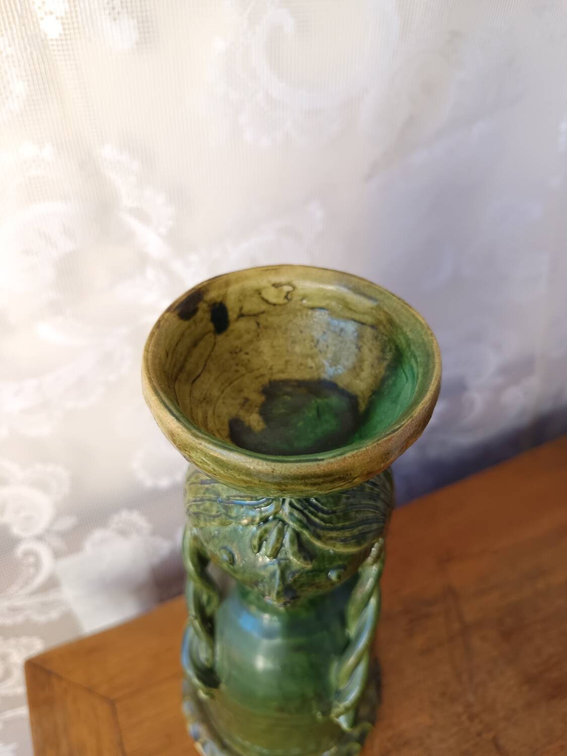 Vintage anthropomorphic candlestick in glazed ceramic - Cathy Wurge