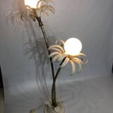 Two branch palm tree floor lamp 1970s italian hollywood regency brass