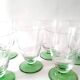 8 two-tone Art Deco engraved crystal stemware