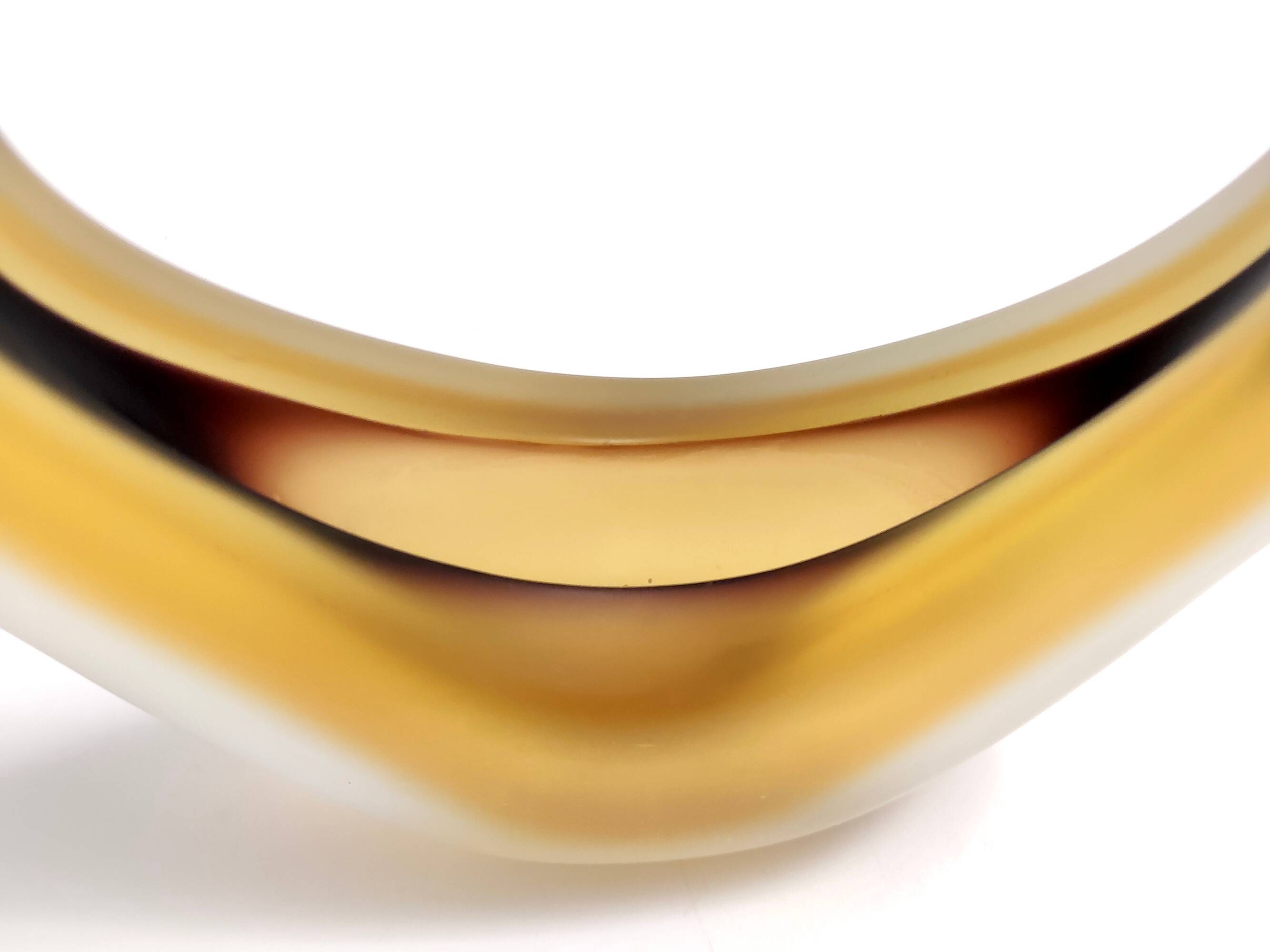 Etched Sommerso Murano Glass Basket or Vase by Archimede Seguso, Italy