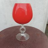 Opaline vase and glass