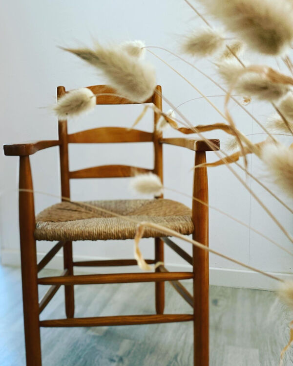 Fauteuil bois et paille