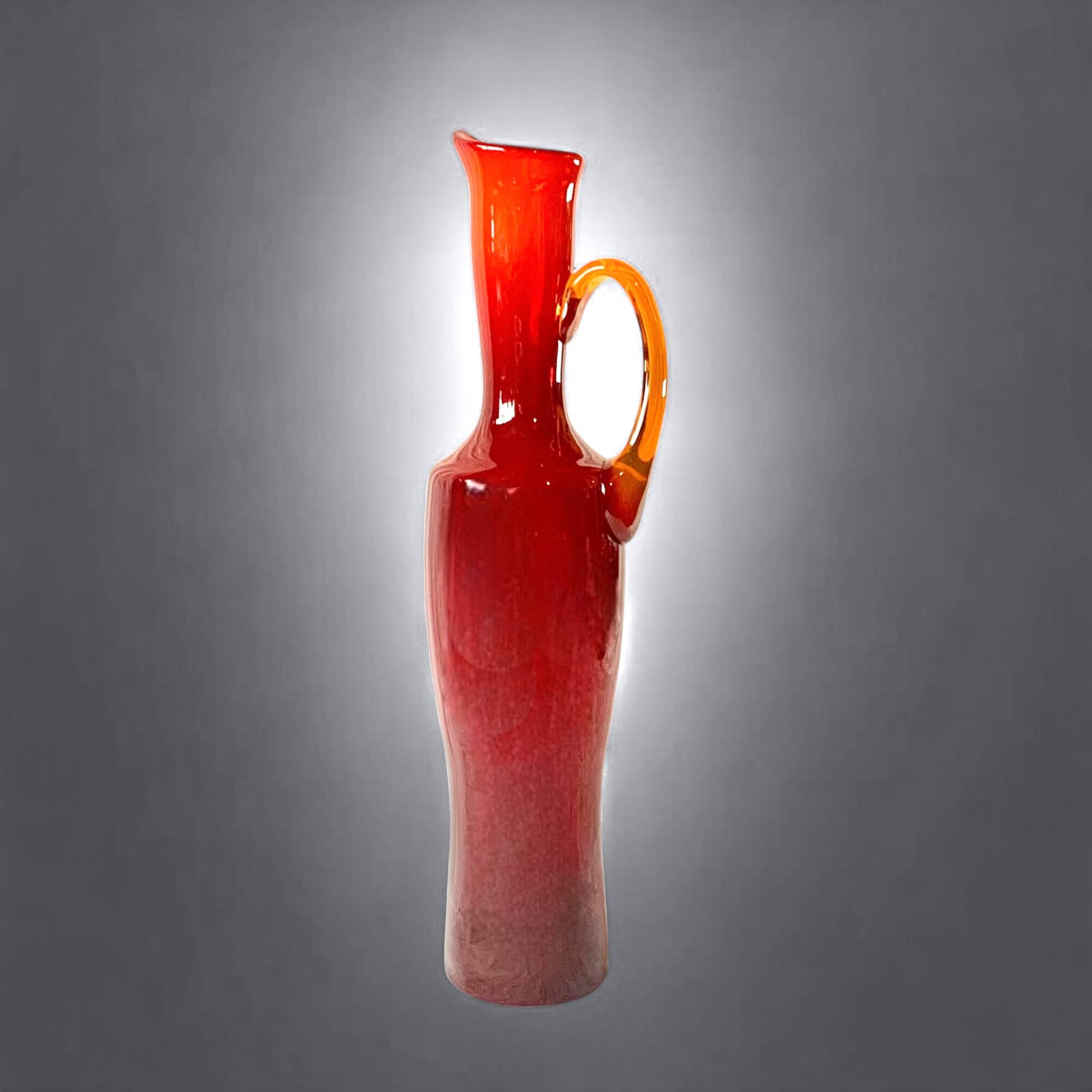 Vintage red blown glass vase