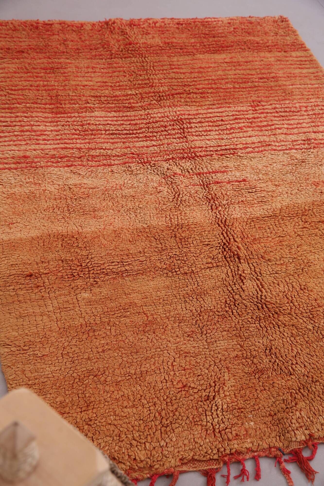 Orange Vintage Moroccan Rug 139 x 190 cm - Berber Rug - Handmade Wool Rug