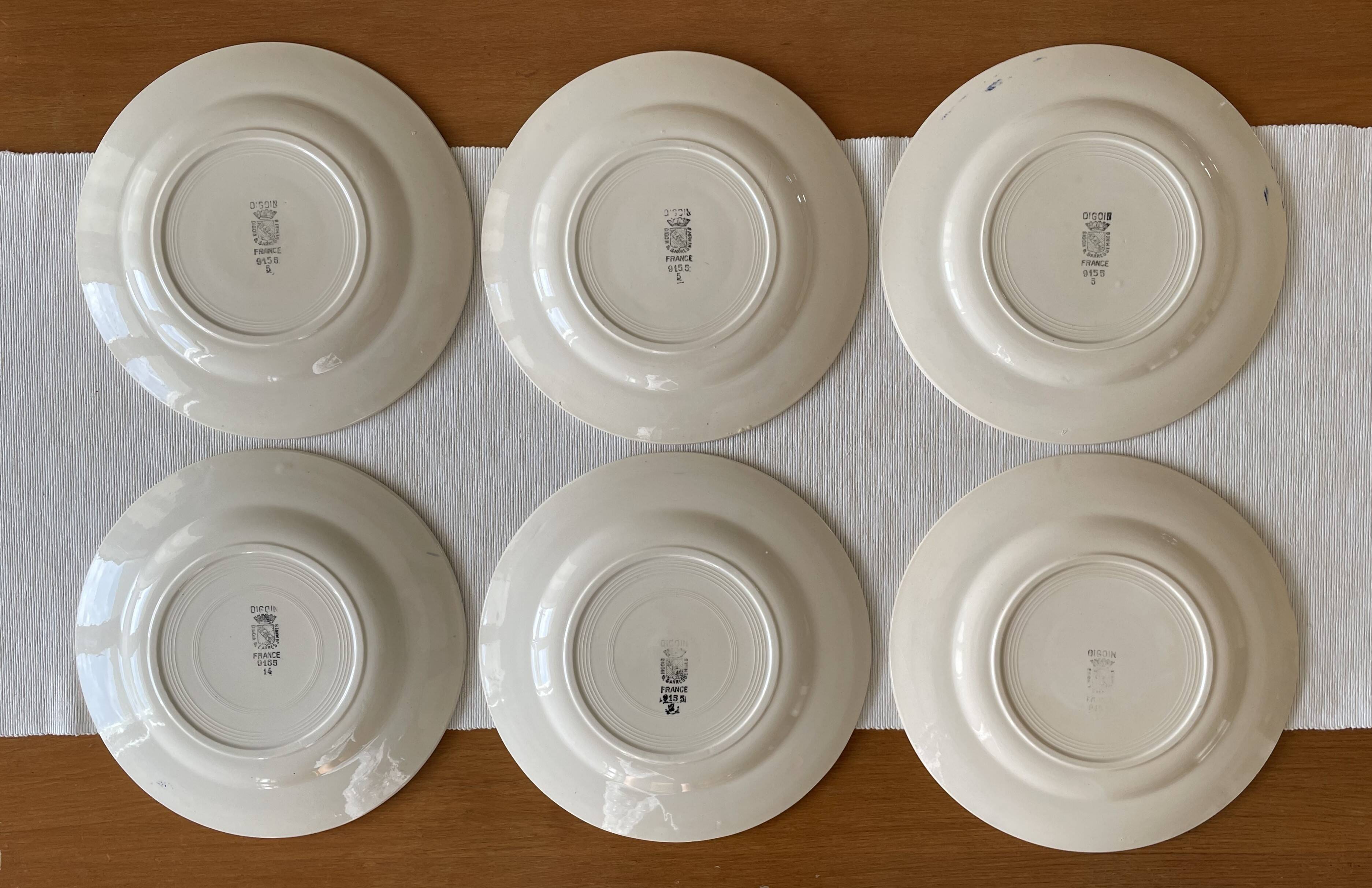 6 assiettes plates anciennes en faïence de SARREGUEMINES