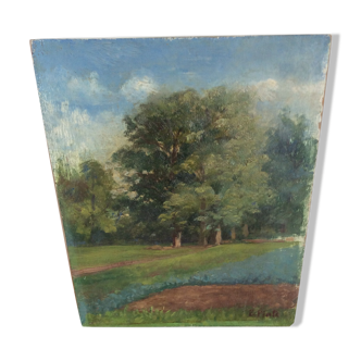 Tableau ancien paysage de forêt