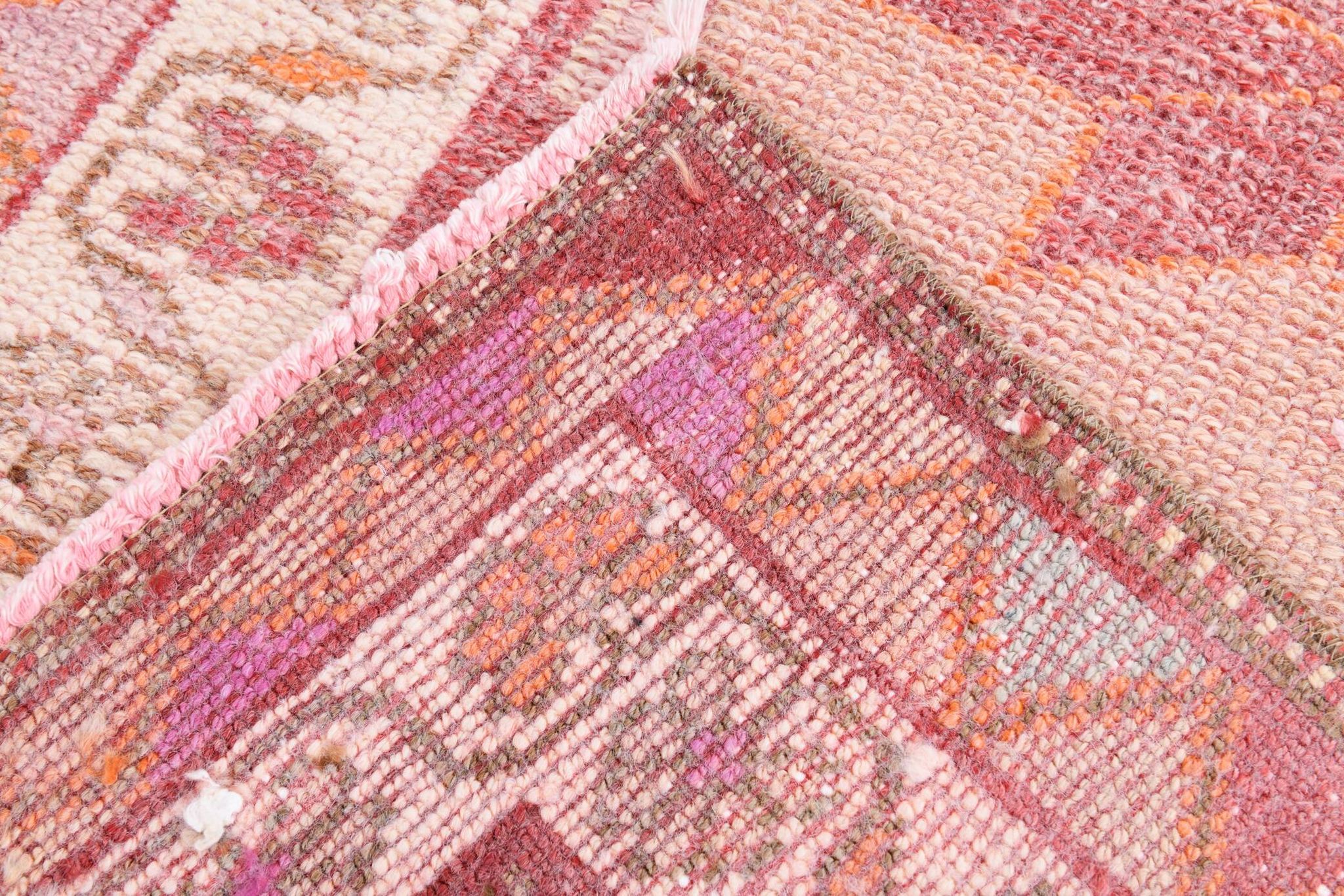 3x13 Rug For Kitchen Red Beige Oushak Vintage Runner Rug, 83x386Cm