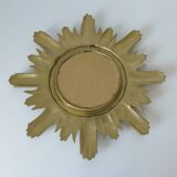 Miroir mural vintage doré Sunburst fabriqué en Italie dans les années 1960 Hollywood Regency